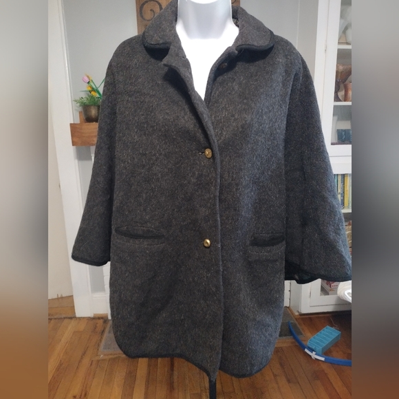 Vintage loden King Gray Wool Cape Coat - Picture 1 of 6